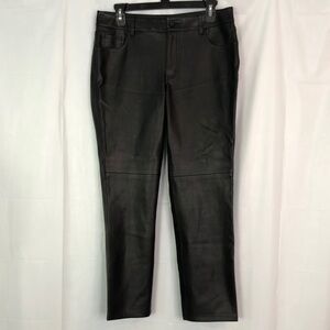 ANN TAYLOR FACTORY PETITE BLACK FAUX LEATHER PANTS Size 6P